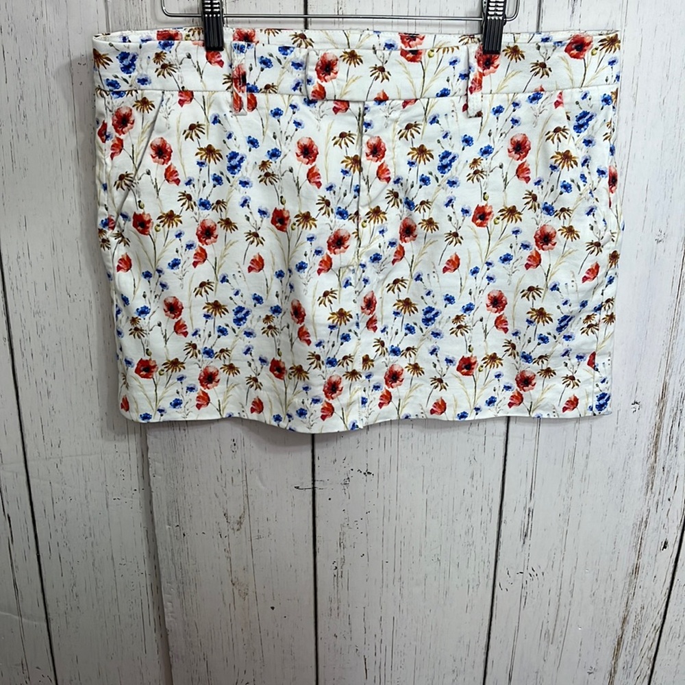 Anthropologie Level 99 Linen Floral Mini Skirt